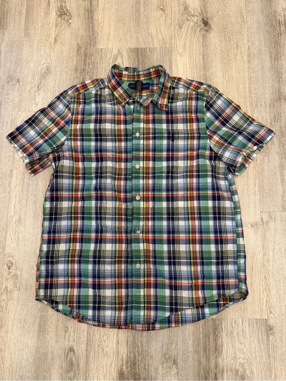 Ralph Lauren Multicolor Plaid Short Sleeve Button Down Shirt XL 18-20